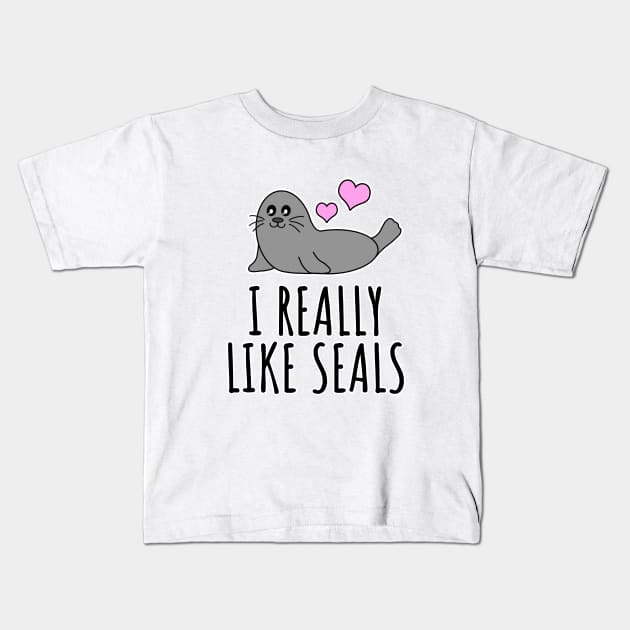 I Really Like Seals Kids T-Shirt by LunaMay